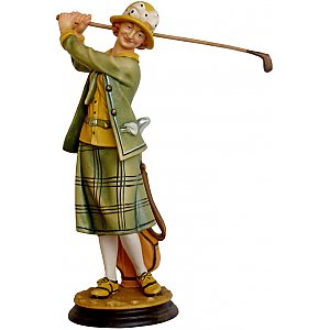 1524 - Nostalgie Golfspielerin mit Golfbag