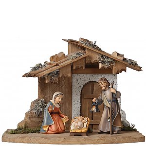 SA2780A - Stall mit Familie Bethlehem Figurin 6cm