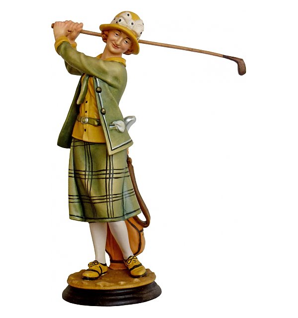 1524 - Nostalgie Golfspielerin mit Golfbag
