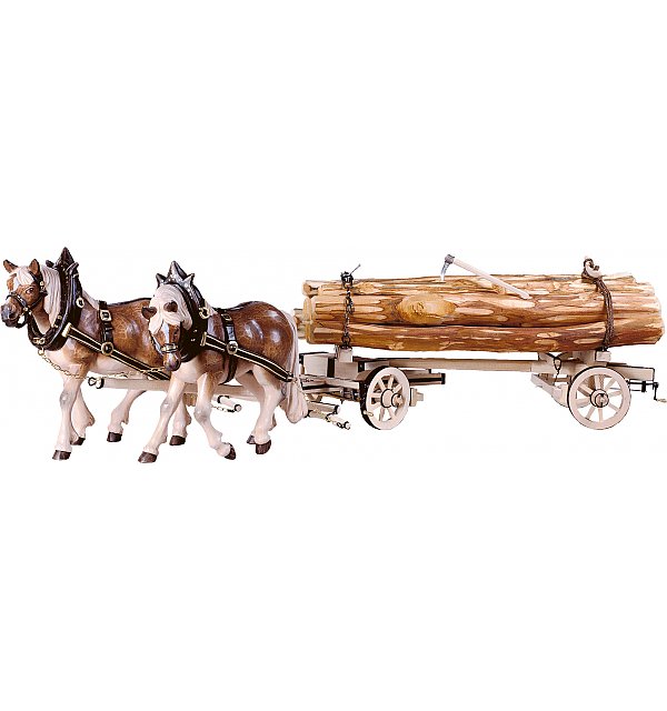 DE6075 - 2 Draw-horses with hooped woodcart