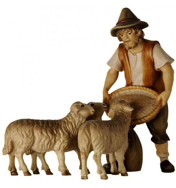 SA2169 - Shepherd feeding 3 sheep
