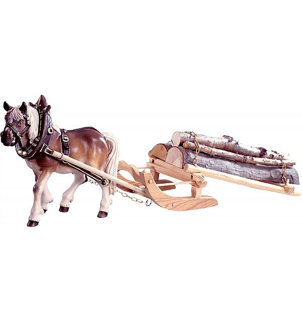 DE6061 - 1 Cavallo da tiro con slitta e legna